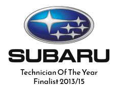 Certificate of Subaru Technician of the Year 2013/15 Finalist Award